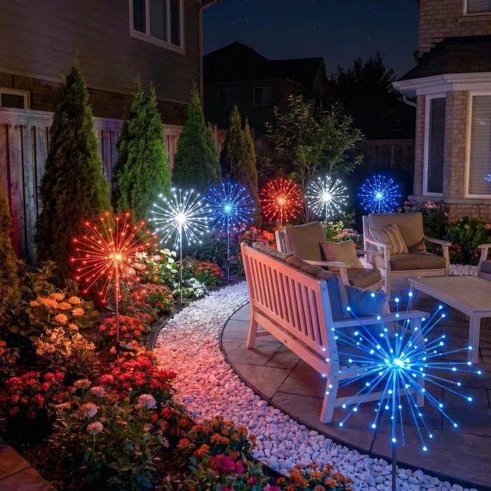 Patriotic Garden Lights – Solar Path Stakes With a Three-Color Twinkle