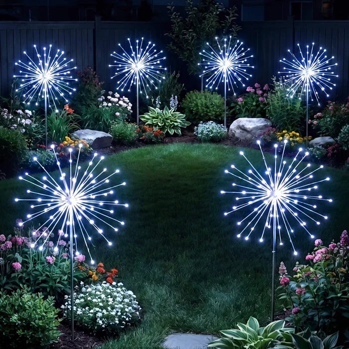 Solar Path Lights – Cool White Firework Sparkle for Borders and Flower Beds