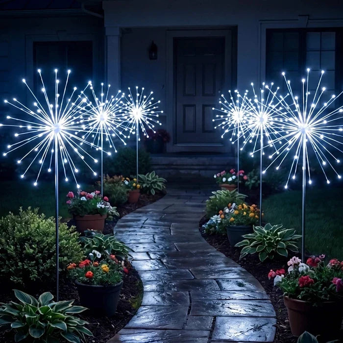 Solar Path Lights – Cool White Firework Sparkle for Borders and Flower Beds