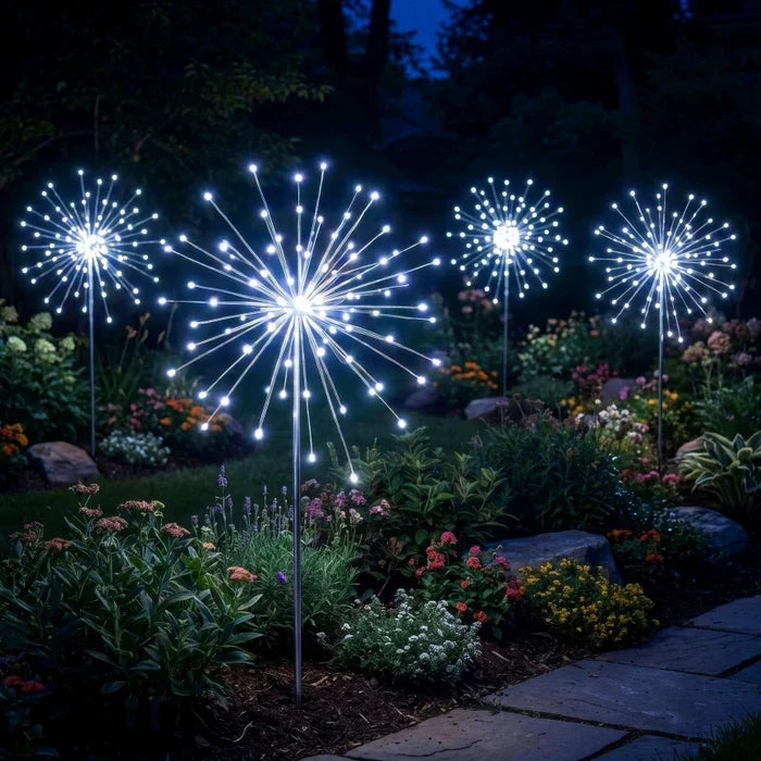 Solar Path Lights – Cool White Firework Sparkle for Borders and Flower Beds