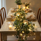 Olive Garland with Fairy Lights – Faux Leaf Vine for Shelves and Mirrors