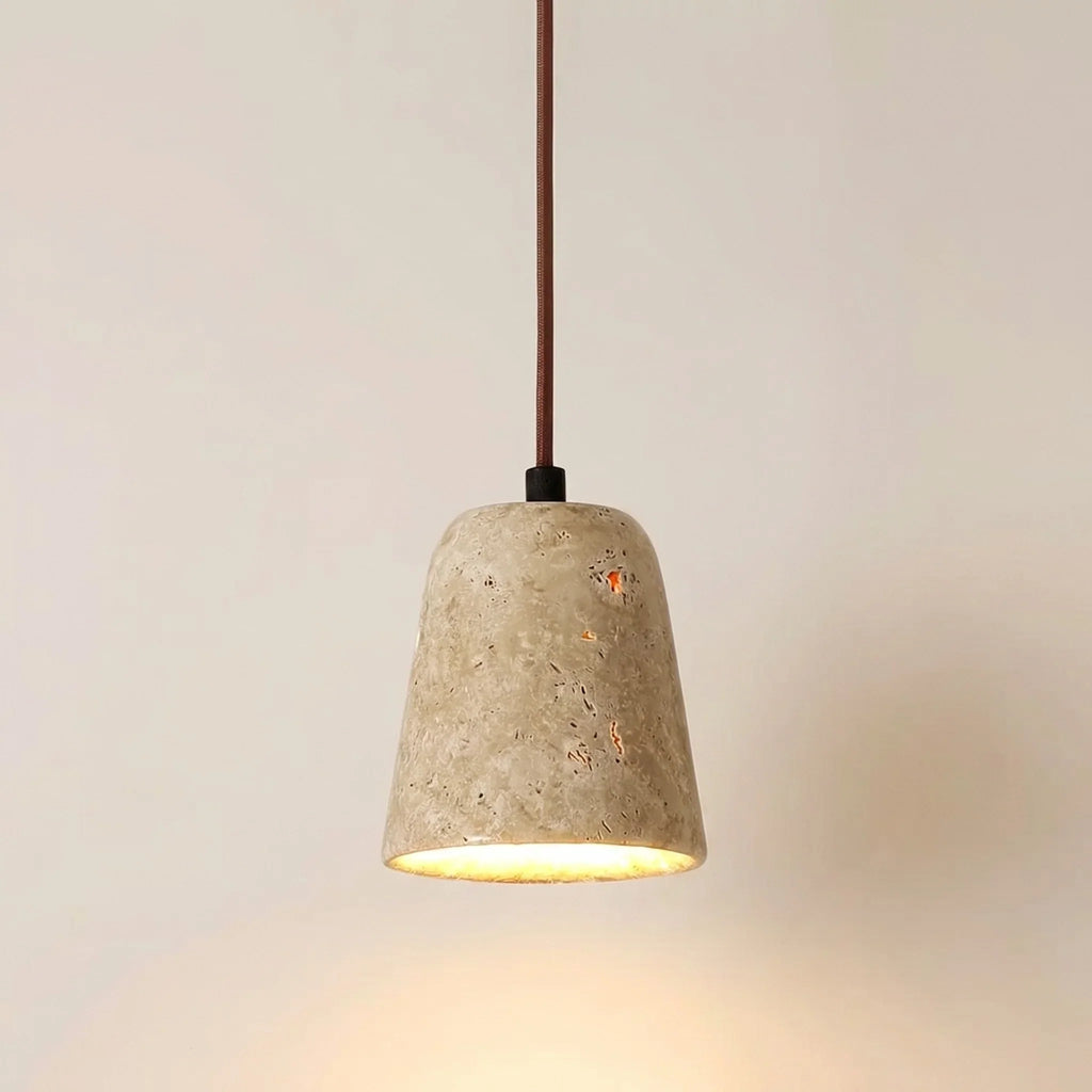 Tarell Modern Travertine Natural Cone Pendant Light 0