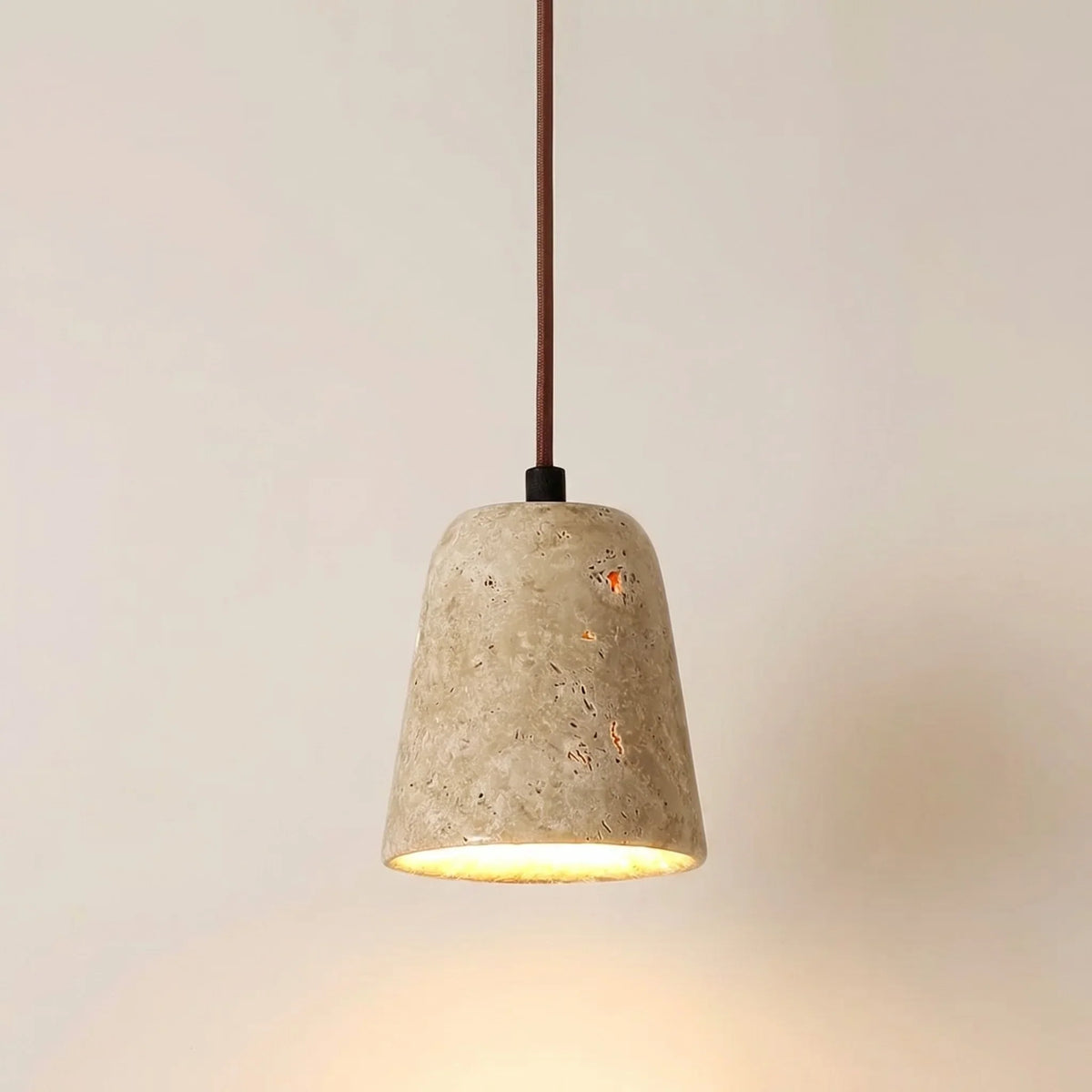 Tarell Modern Travertine Natural Cone Pendant Light 0