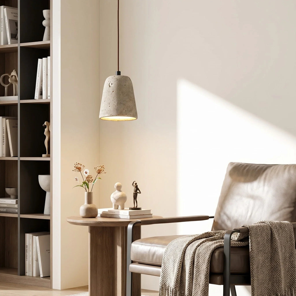 Tarell Modern Travertine Natural Cone Pendant Light 5