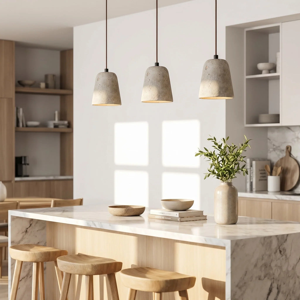 Tarell Modern Travertine Natural Cone Pendant Light 8