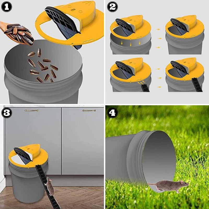 Bucket Lid Mouse Trap – Reusable Multi-Catch Design with Tool-Free Setup