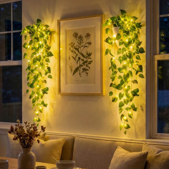 LED Ivy Pot Lamp – Trailing Faux Greenery with Warm Light for Shelves