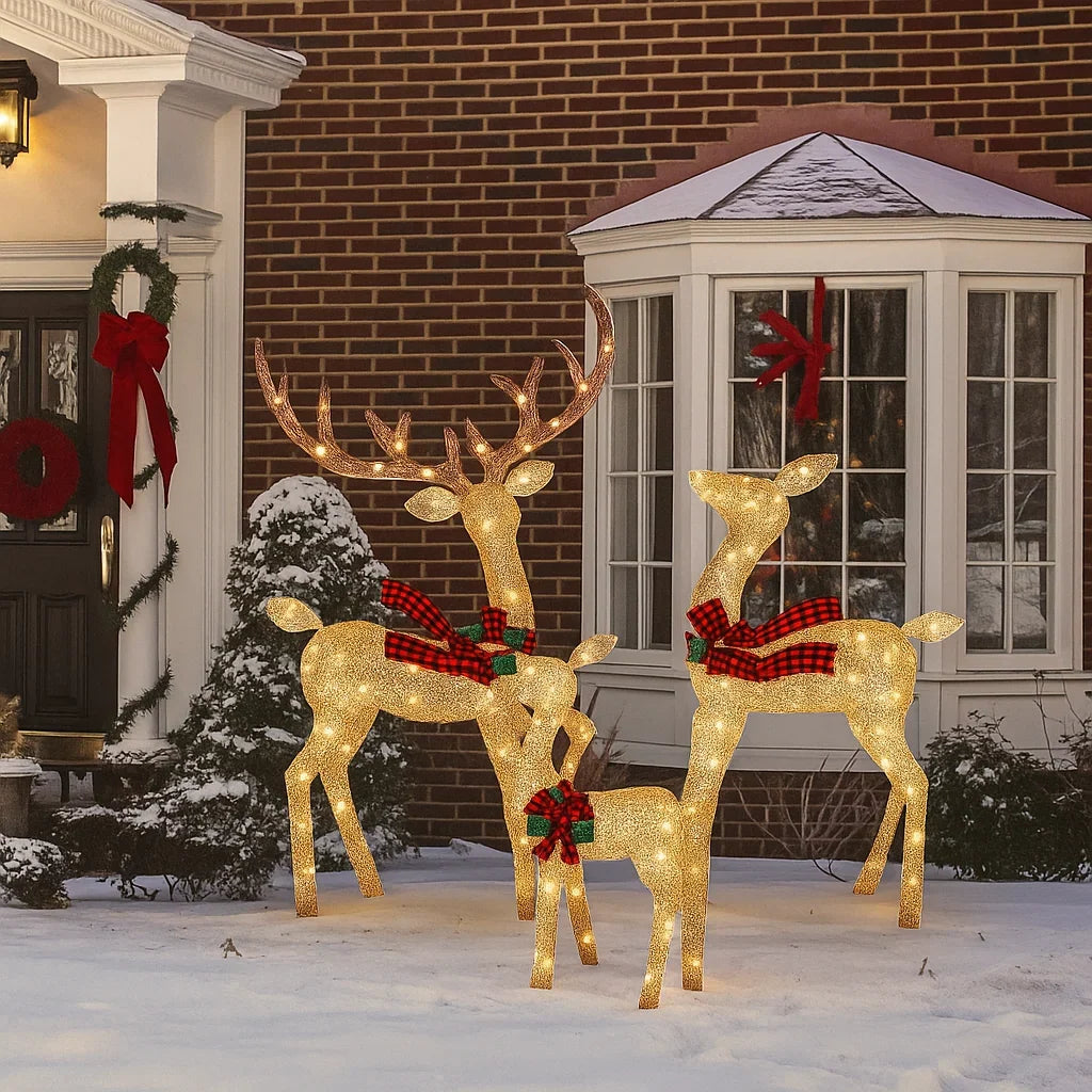 Rattan-look reindeer set