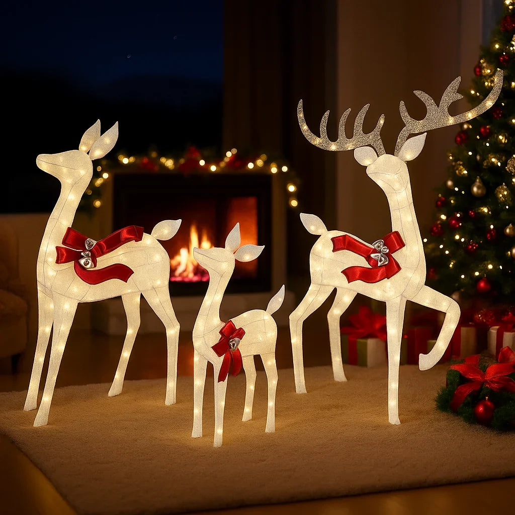 Rattan-look reindeer set