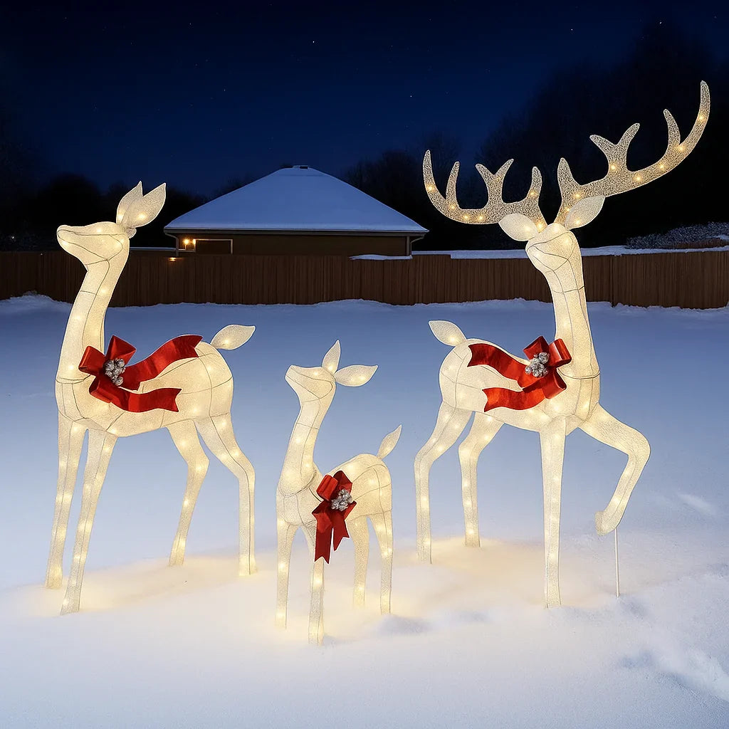 Rattan-look reindeer set