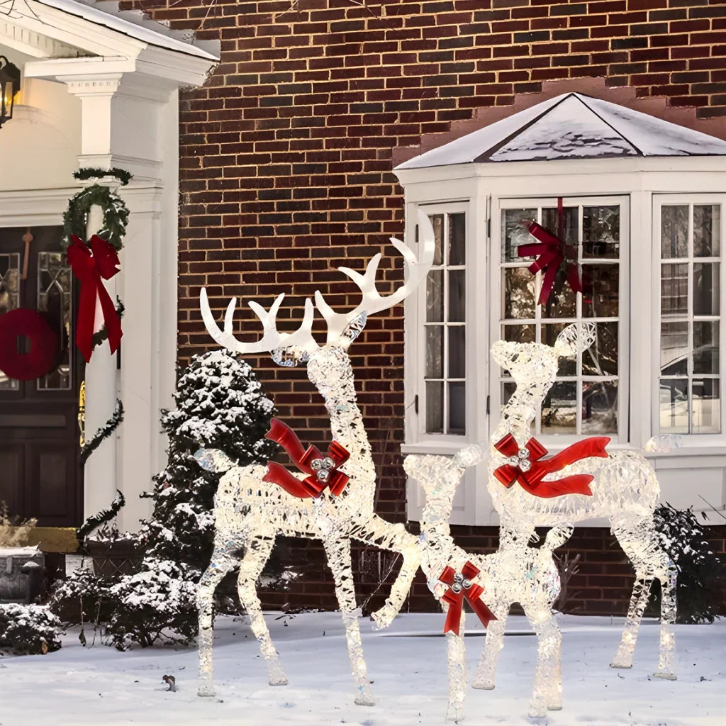 Rattan-look reindeer set
