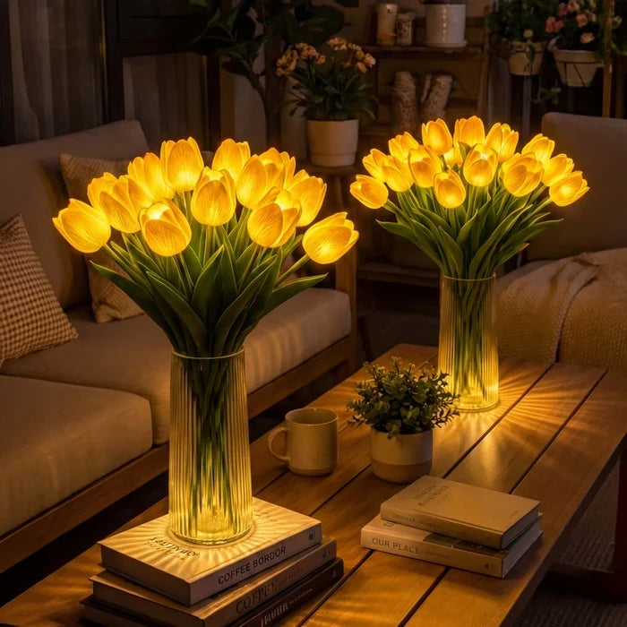 Light-Up Tulip Centerpiece – Artificial Flowers with a Soft Warm LED Glow