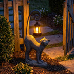 Solar Cat Garden Ornament – Weatherproof Lantern Figure for Beds and Front Steps