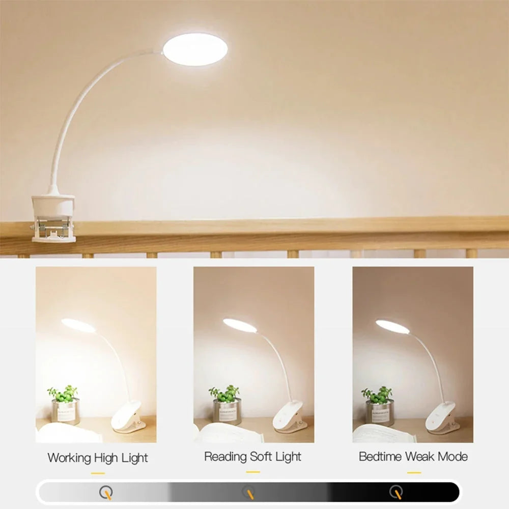 Wireless Clip-On Bedside Lamp with Adjustable Brightness and USB Charging 2