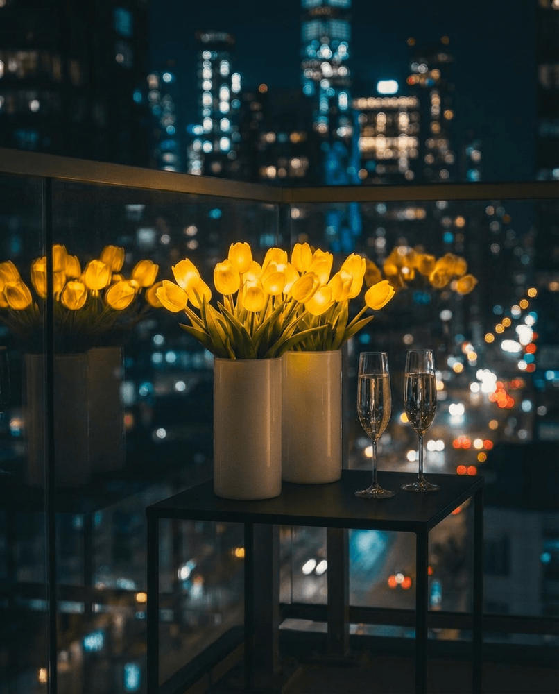 Light-Up Tulip Centerpiece – Artificial Flowers with a Soft Warm LED Glow