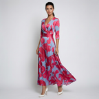 Women's Wrap Maxi Dress – Silky Drape and a Bold Print for Evenings Out