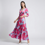 Women's Wrap Maxi Dress – Silky Drape and a Bold Print for Evenings Out