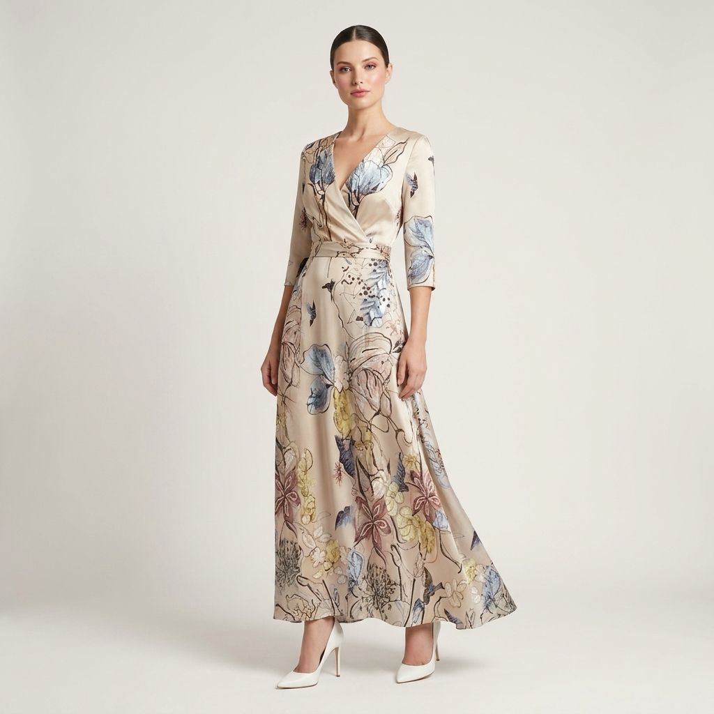 Women's Wrap Maxi Dress – Silky Drape and a Bold Print for Evenings Out