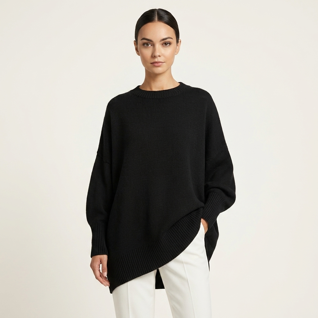 Asymmetric Knit Sweater | Soft Drape, Relaxed Fit & Minimal Elegant Style