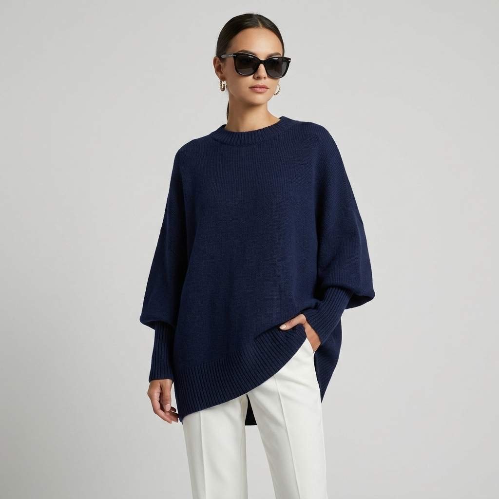 Asymmetric Knit Sweater | Soft Drape, Relaxed Fit & Minimal Elegant Style