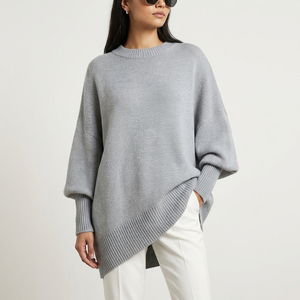 Asymmetric Knit Sweater | Soft Drape, Relaxed Fit & Minimal Elegant Style