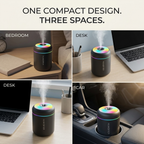 Mini luchtbevochtiger 180 ml – USB, geurfunctie en sfeerlicht VestraGear