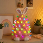 Rabbit Figure Lamp – Pastel Pink Bunny Decor With a Multicolor Glow