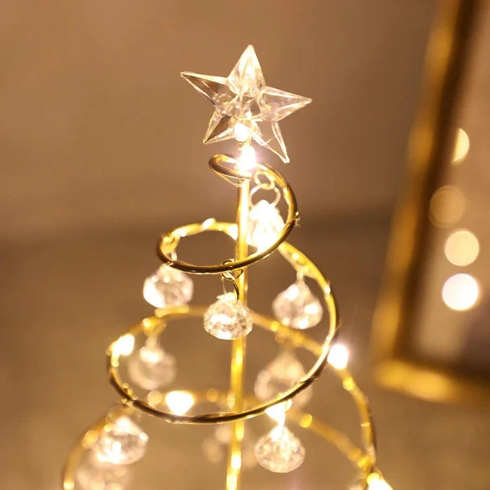 Christmas Table Lamp – Spiral Tree Design With Crystal-Look Ornaments
